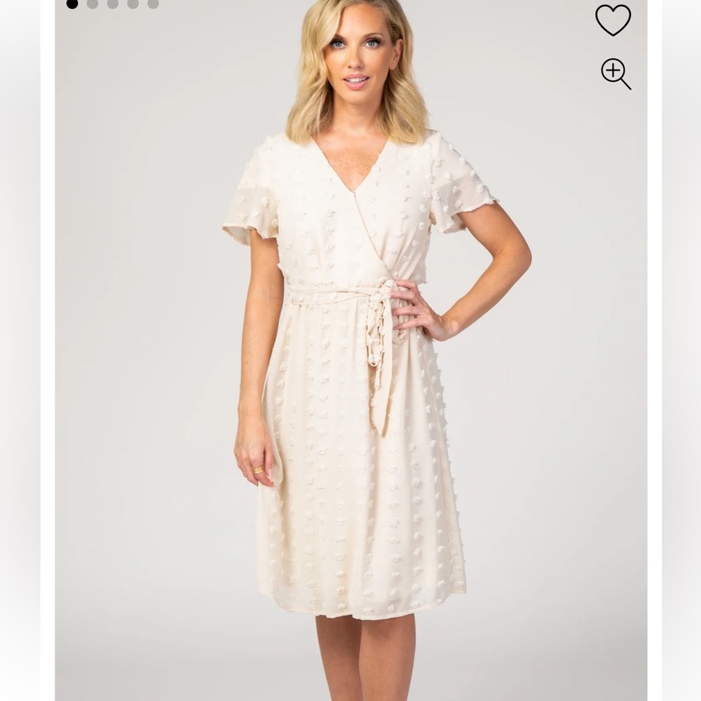 Cream Swiss Dot Tie Front Wrap Dress. Size medium, Jessakae dress